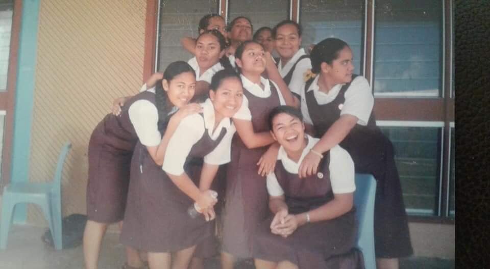 Siu with high school classmates, Tonga 2004.